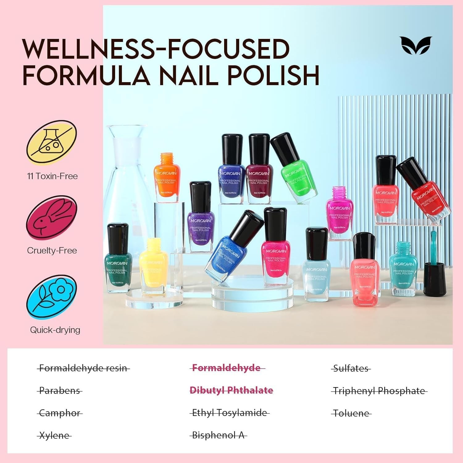 Morovan Nail Polish Set Fingernail: Shimmer Glitter Air Dry 15 Bright Colors …