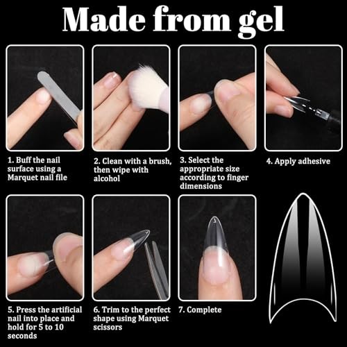 500 Pcs Extra Short Half Cover Almond Nail Tips, Short Almond Nail-Tips, Clear