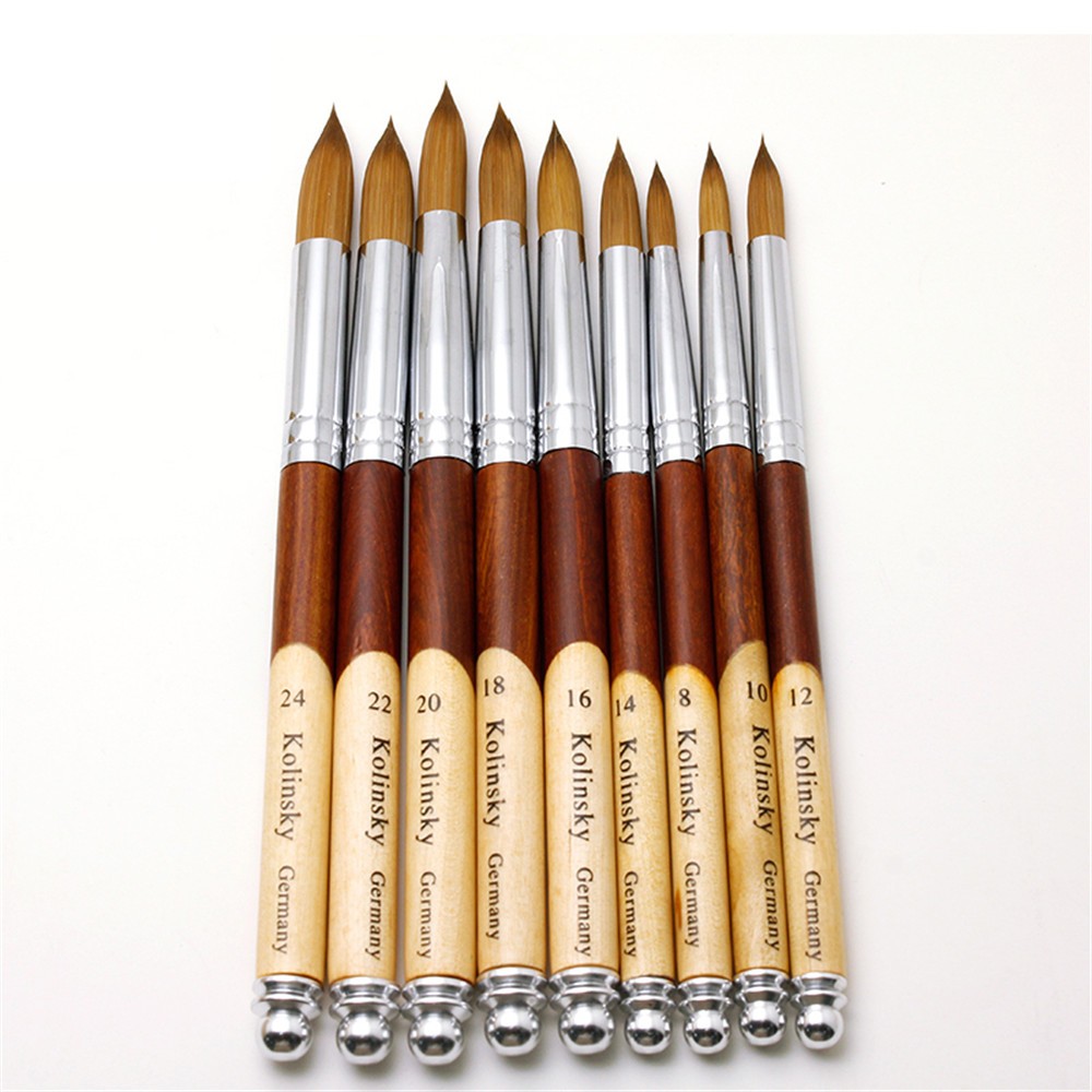 Handle Acrylic Nail Kolinsky Nylon Mix Nail Brushes Sizes 8-24 Nail Art Brush