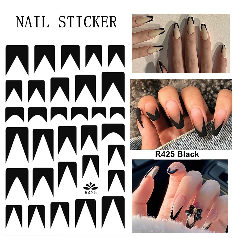 New French Tips Nail Stickers Stars Heart Love Extra-Thin Nail Decals