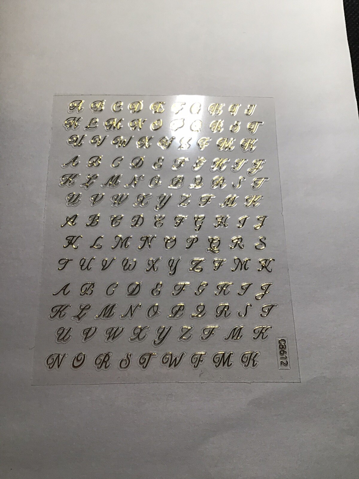 3D Nail Art Alphabet Stickers – 4Pcs Black, White , Gold And Silver