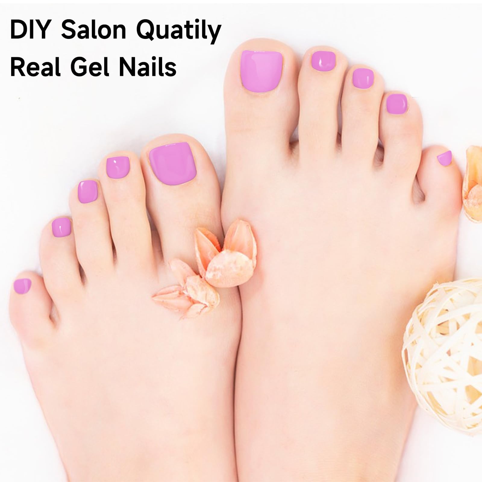 Semi Cured Pedicure Strips, Plum Jam, 32pcs Toenail Sticker