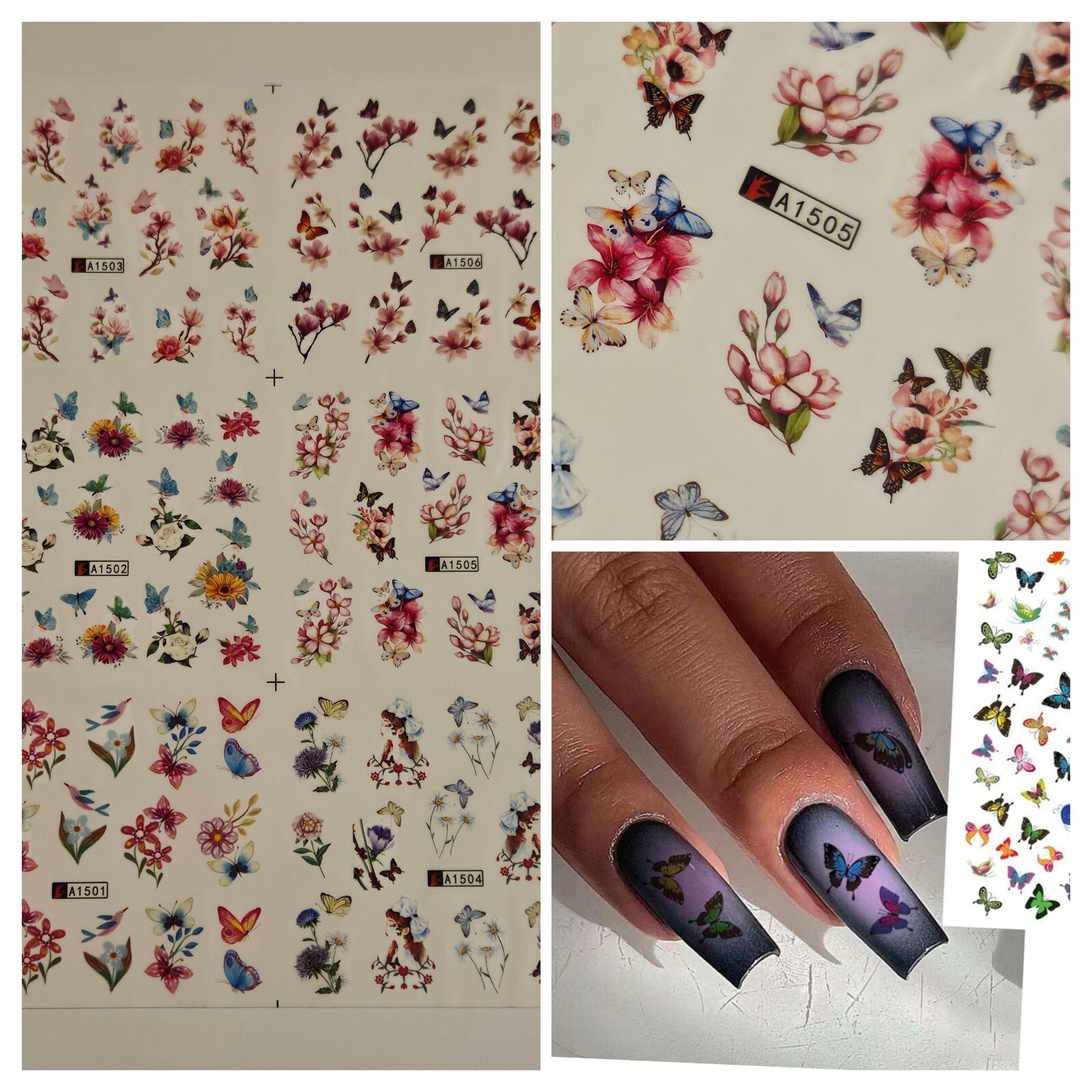 Butterfly Nail Art Stickers Water Transfer (2 Sheets) US SHIPPER