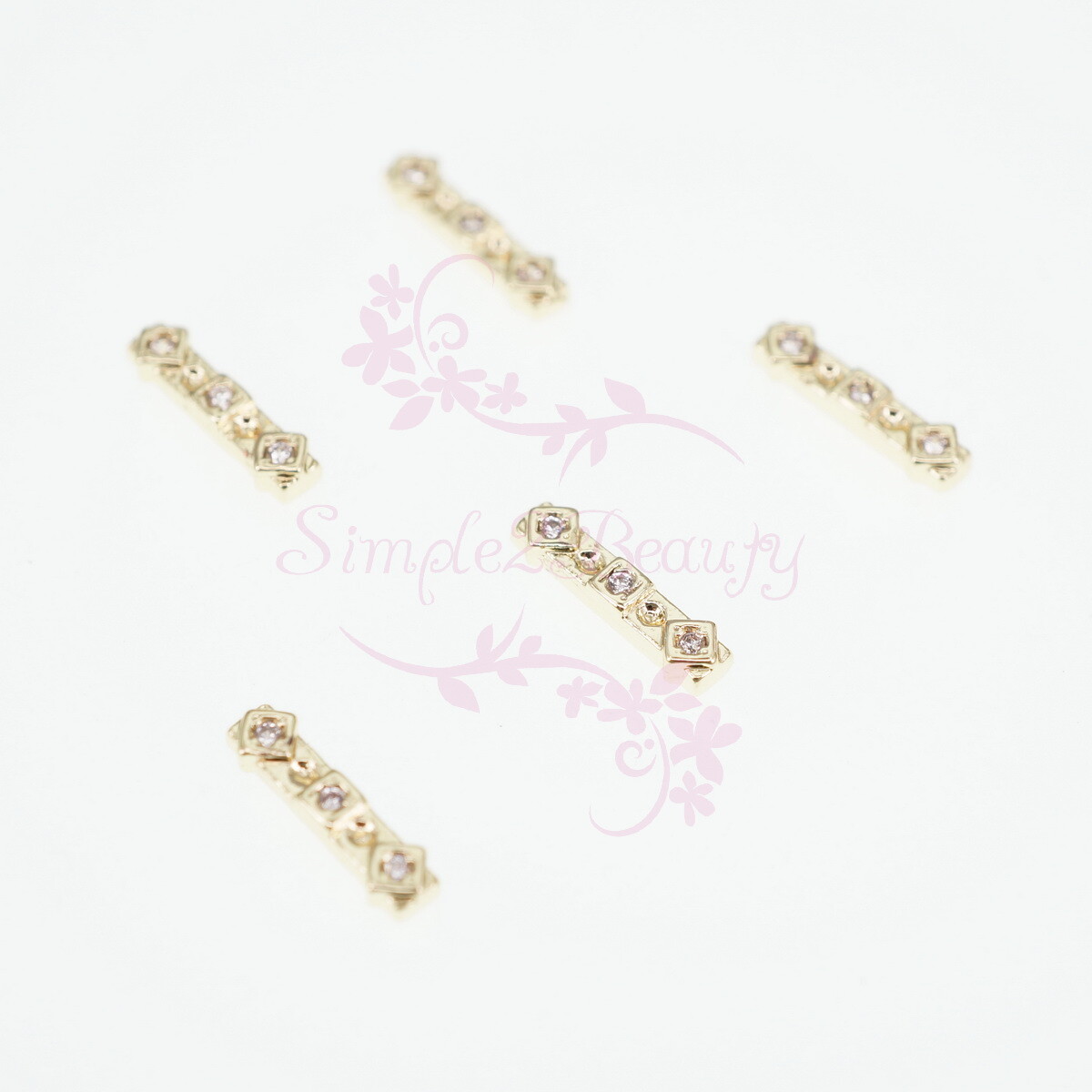 10 Rectangle Flat Bar Design Clear Zircon Rhinestones Japanese Style 3D Nail Art