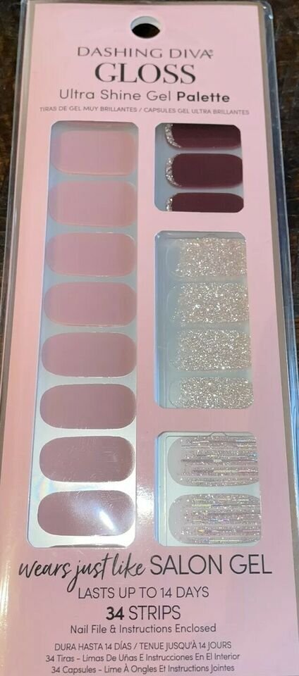 Dashing Diva Gloss Ultra Shine Gel Palette 34 Nail Strips GS147 GET NAKED