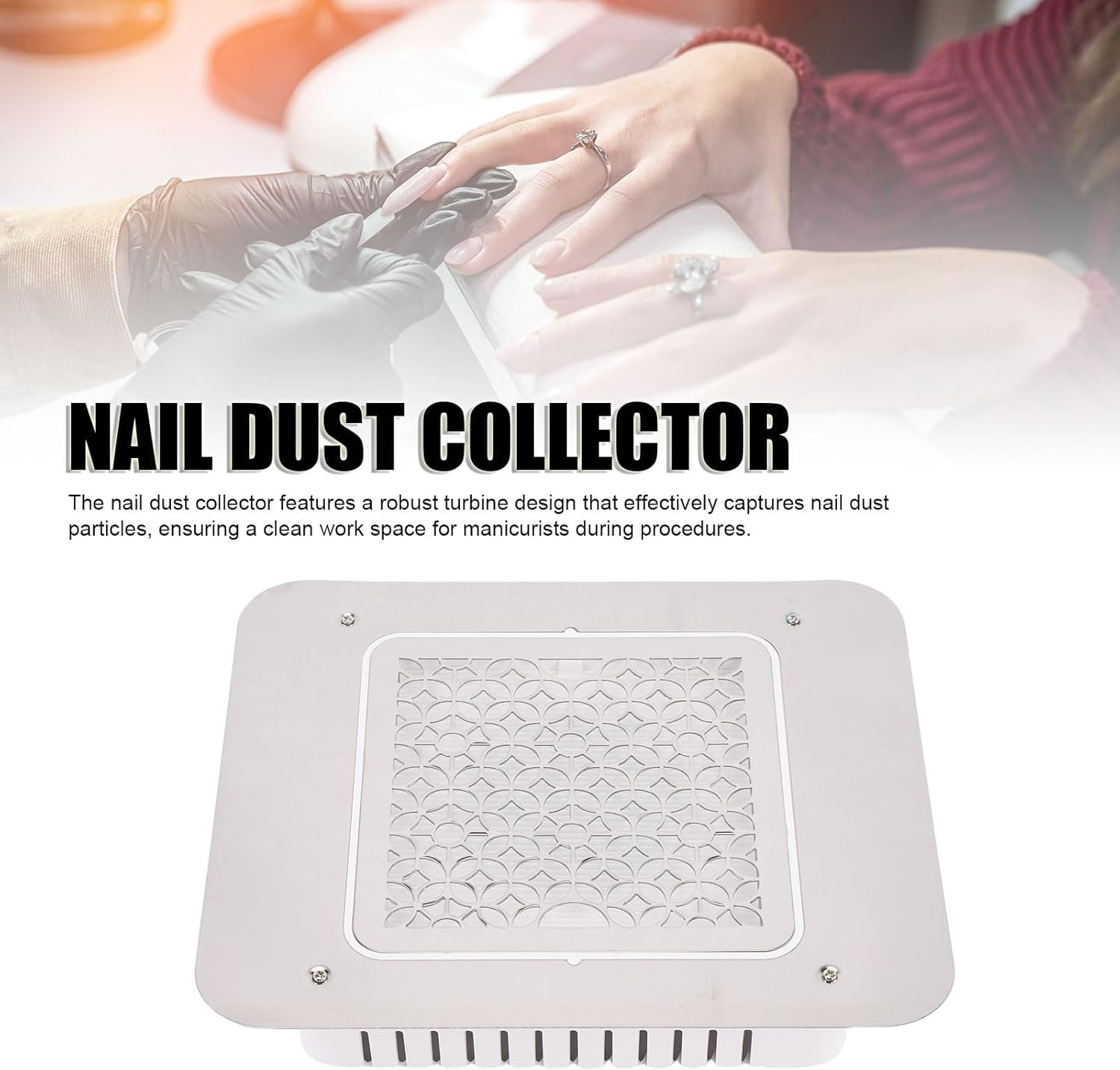 Nail Dust Collector, Nail Vacuum Cleaner, ABS Aluminum Alloy Built in Table Desk
