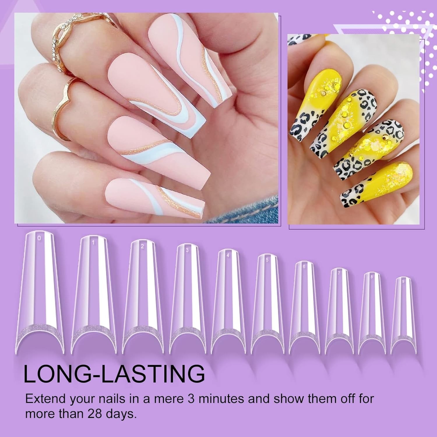 500pcs Acrylic French Nail Tips Fake Nails Half Cover for DIY Art 4-in-1 Kit