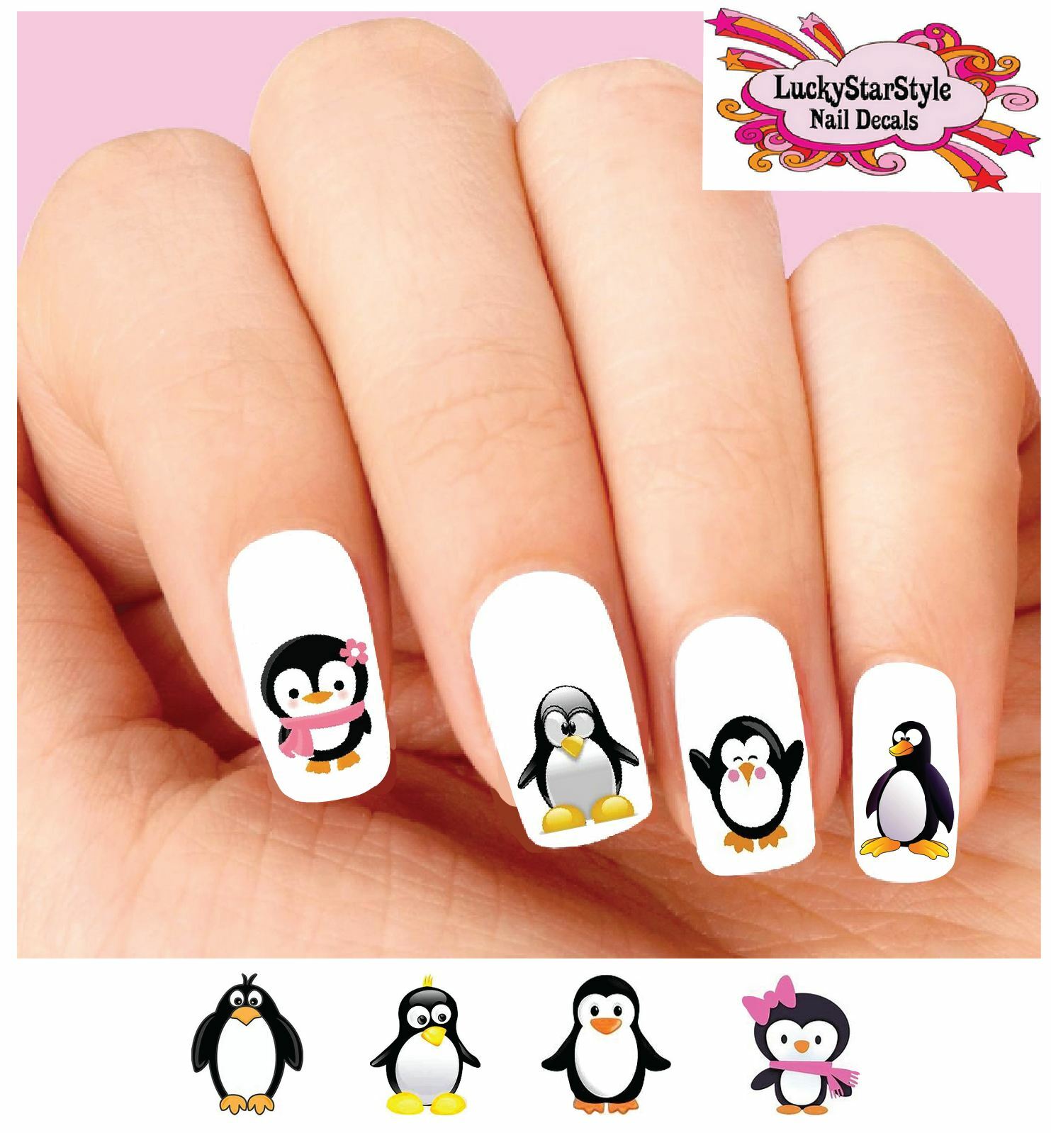 Waterslide Bird Nail Decals Set of 20 – Penguin Assorted