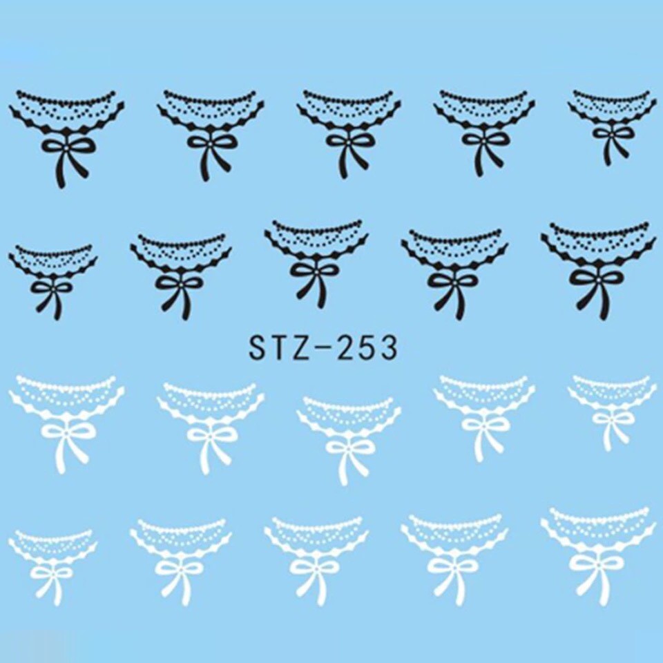 Nail Art Retro Charming Lace Necklace Stickers nails Decal black Jewelry STZ-253