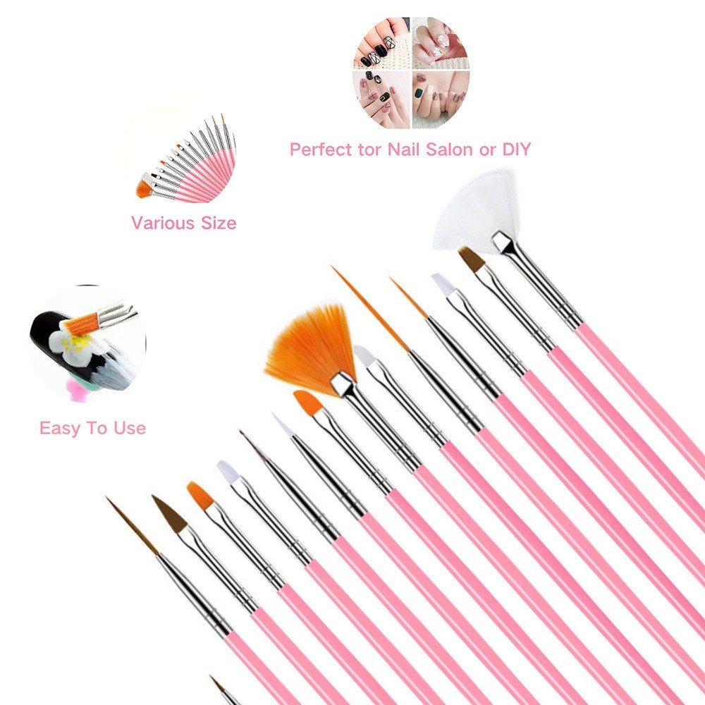 21Pcs Nail Art Tool Set Design Tip Drawing Carving Dotting Pen Builder Flat Line