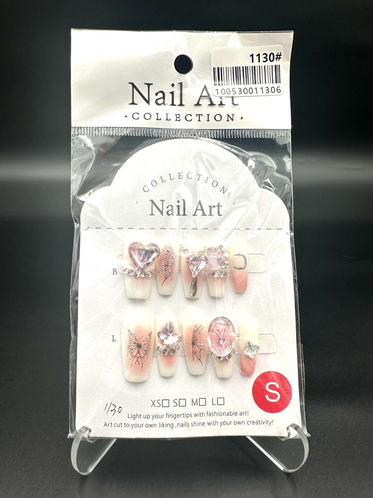 Lot of 8 Packs Press On Nails Size S Rhinestone 3D Bling False Nail Art Set