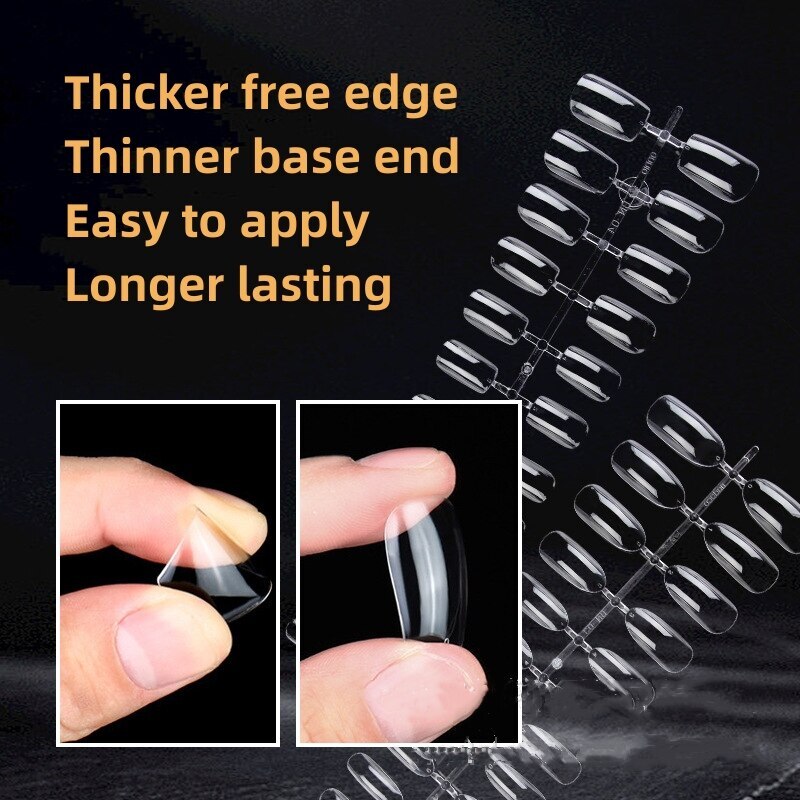 100pcs Full Cover Medium Short Square Oval Gel Press On False Nail Art Tips
