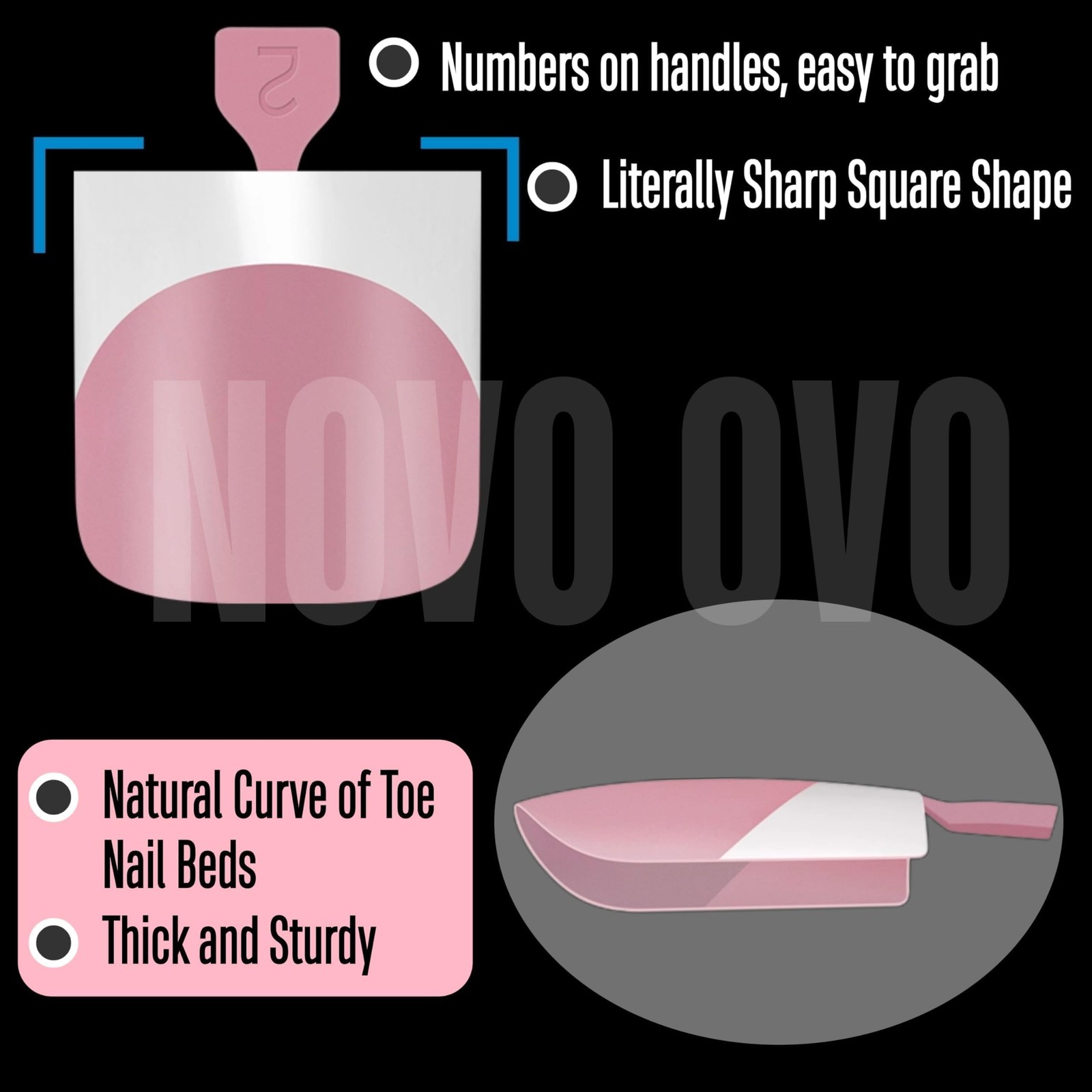 French Tip Toe Nail Tips Press On, Sharp Square Pre-Designed Soft Gel False Toen