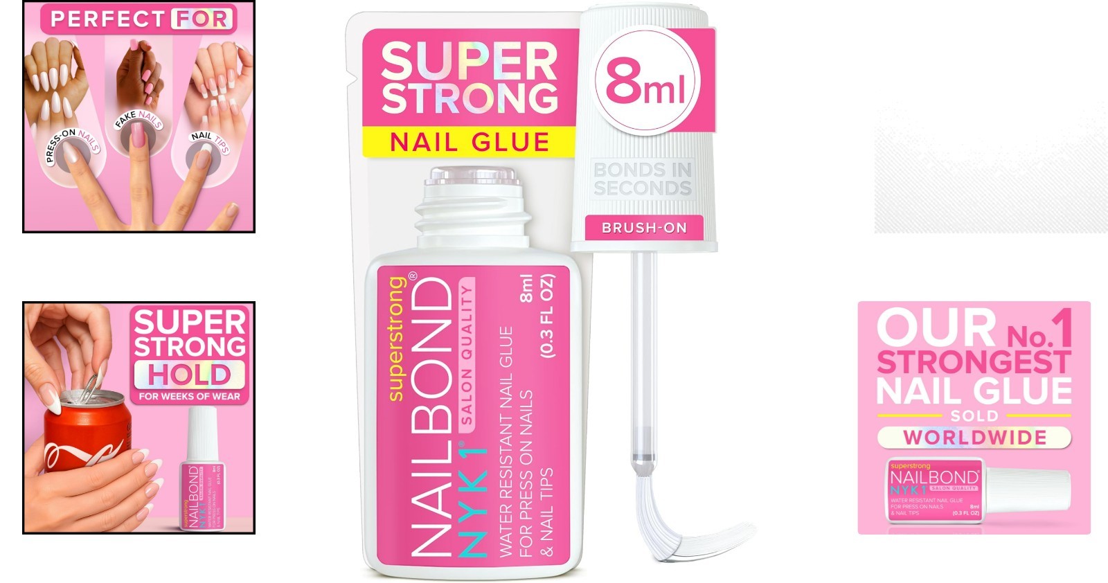 8ML Salon Professional Nail Glue – Super Strong Brush-On for Long Lasting Wear