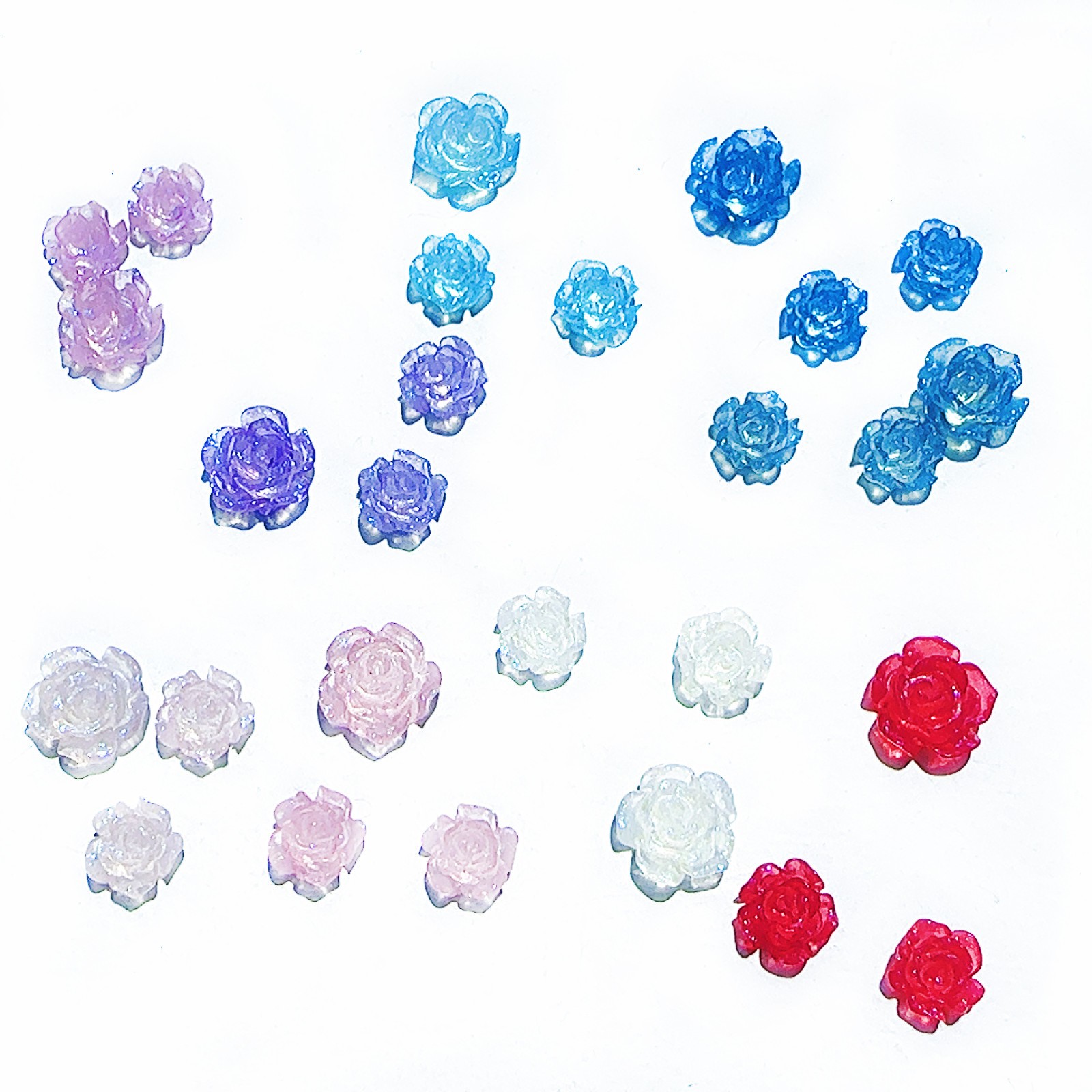 DDP 6mm & 8mm Mixed Glow-in-the-Dark Camellia Rose Nail Art DIY Accessories 100