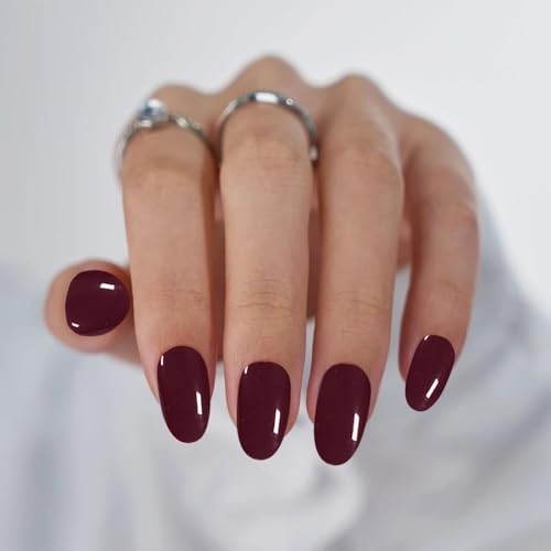 Burgundy Semi Cured Gel Nail Strips 20Pcs Gel Nail Stickers Polish 03-burgundy