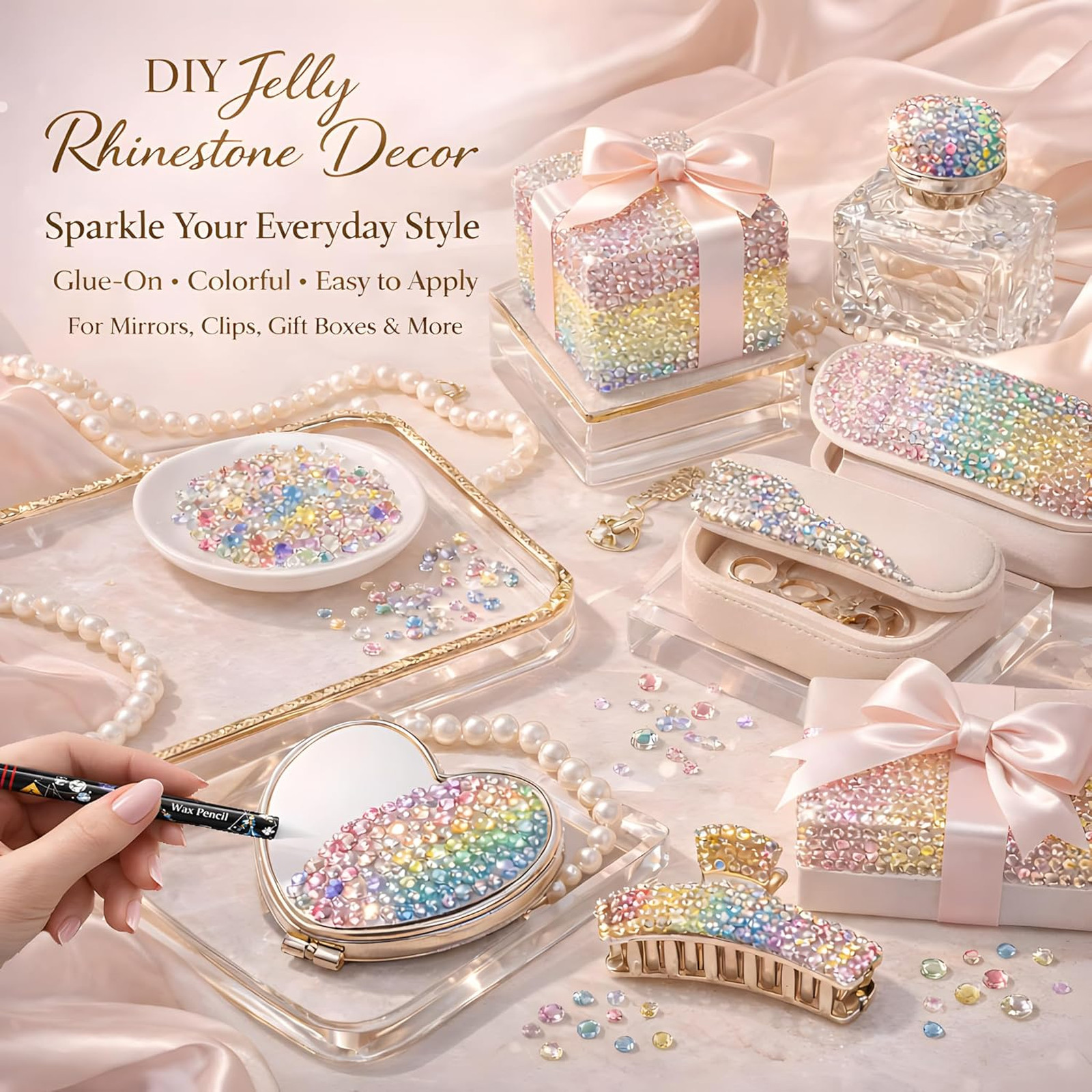 Rhinestone Bedazzling Kit with 40000 Pcs 3mm Resin Jelly Gems 40 Colors for