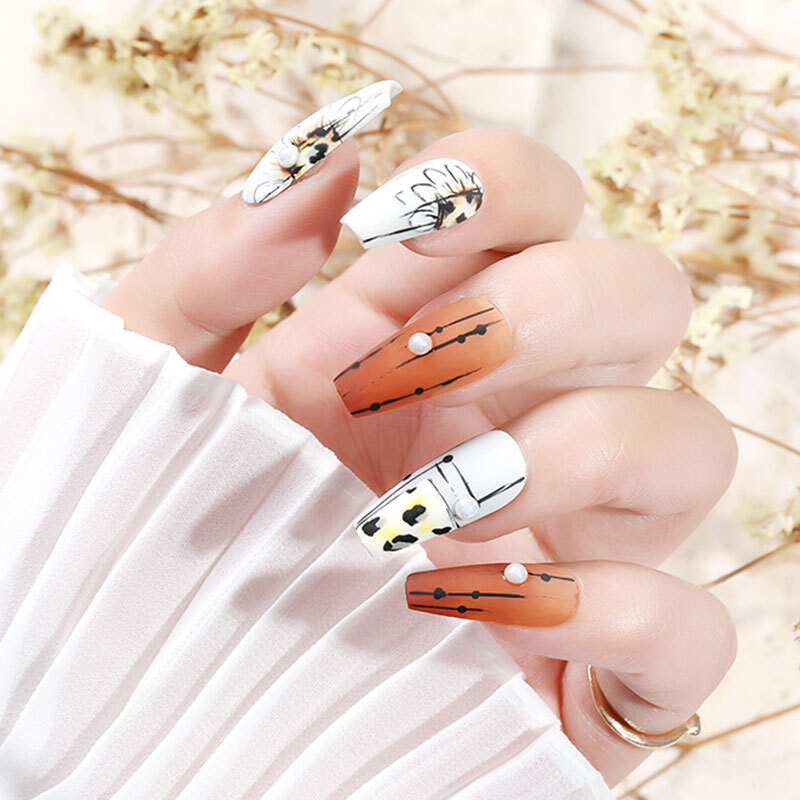 100pcs Fake Nail Transparent Acrylic Nail Seamless Full/Half Cover Nails Decor