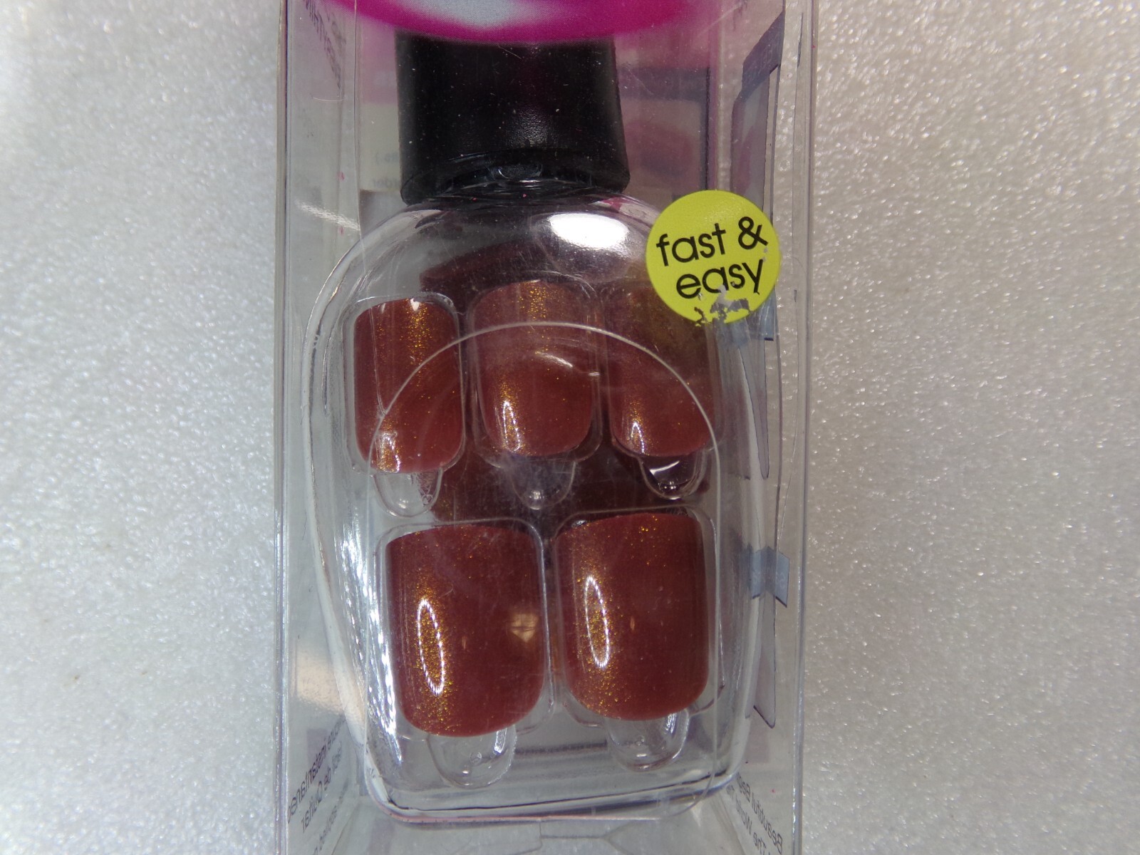Nadeco Nails “Compare to imPRESS” Press-on Nails short, Shiny Blue Pink