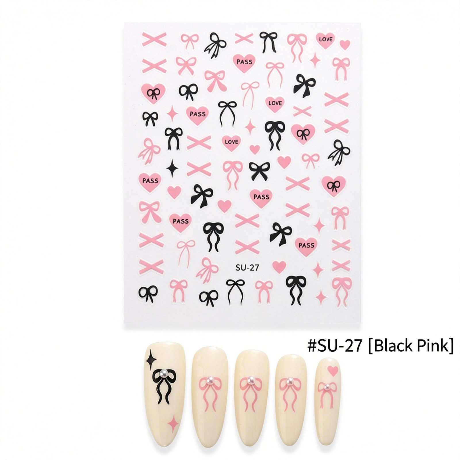 Ins European Atmosphere Nail Stickers, Blazing Red Lips Pattern, Black & White L