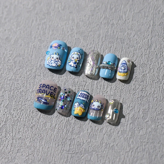 5D Space Travel Nail Decal, Cartoon Dragon Nail Decals (407)