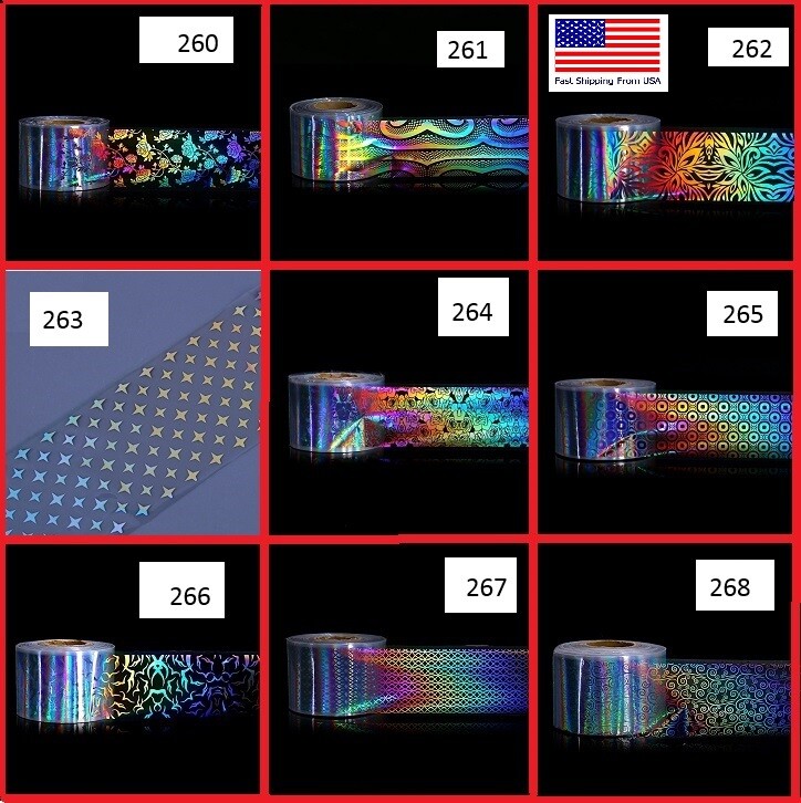 10- 50 Sheets Holographic Glitter Foil Nail Art Transfer Decor Tips Wraps Foil,