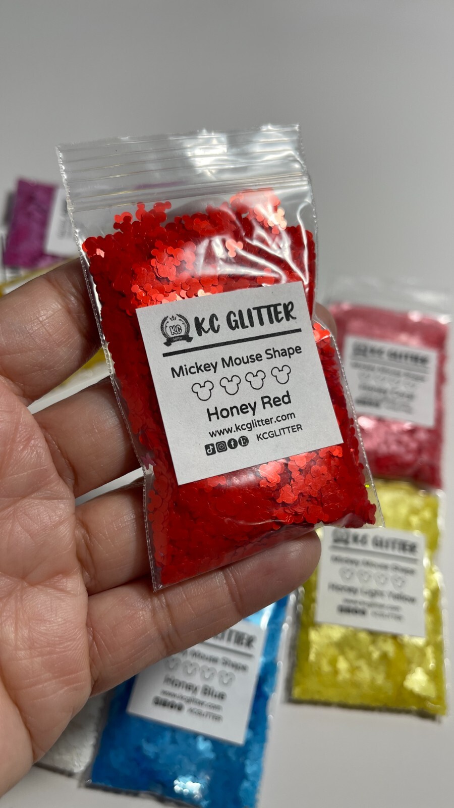 50g Solvent Resistant MICKEY MOUSE shape Glitter HONEY RED Nail ART Craft
