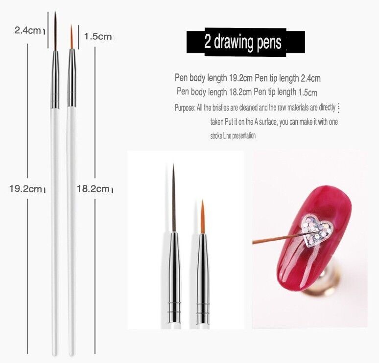 20Pcs Nail Art Dotting Painting Drawing Brush Pen Tools UV Gel Polish Kit Set