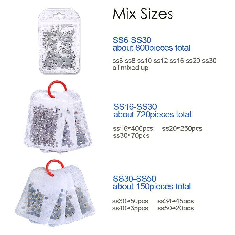Sparkling Clear AB HotFix Flat Back Rhinestone Crystal Strass Nail Art Decor NEW