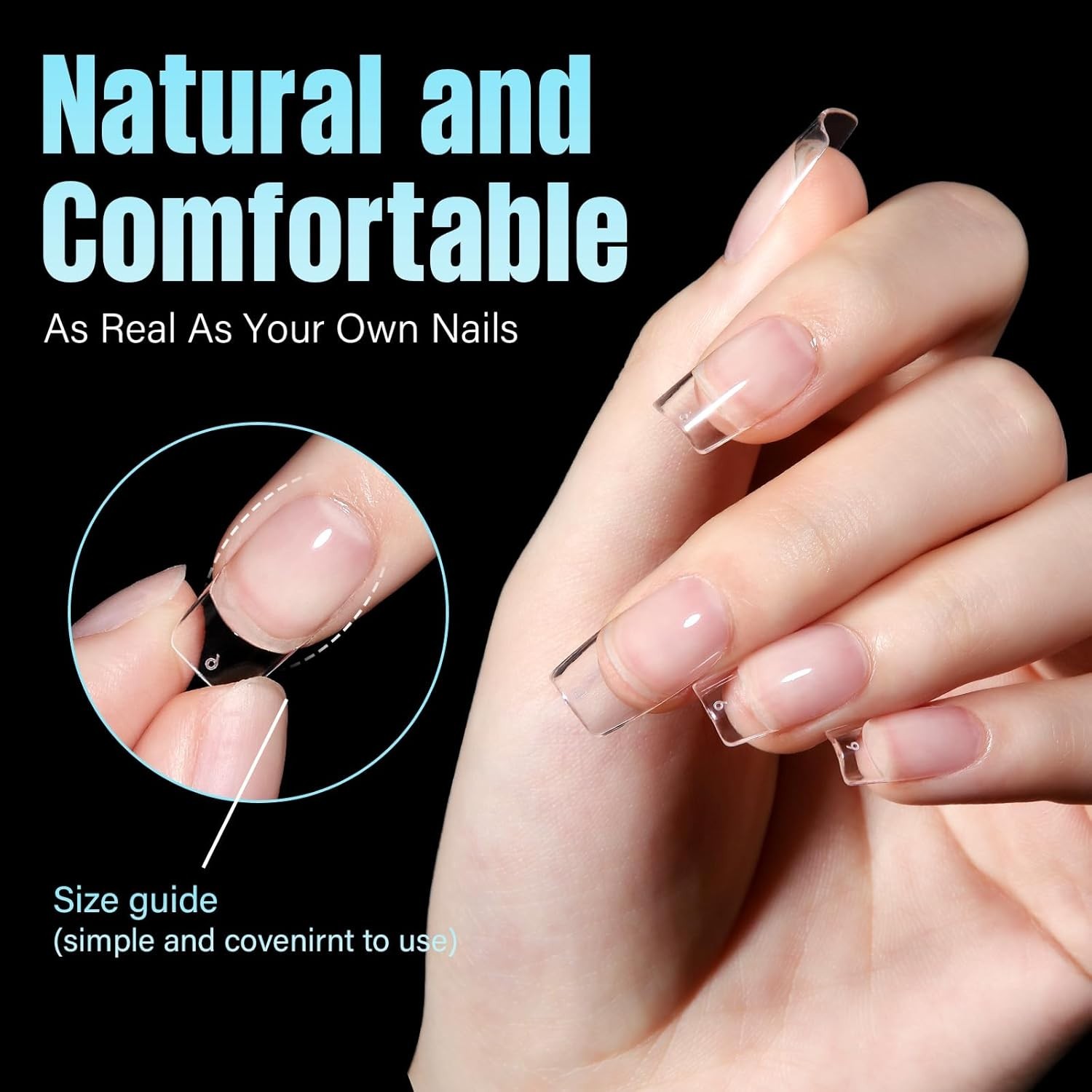 Nail Tips, 240Pcs Half Matte Press on Full Cover Acrylic Nails, Short Square