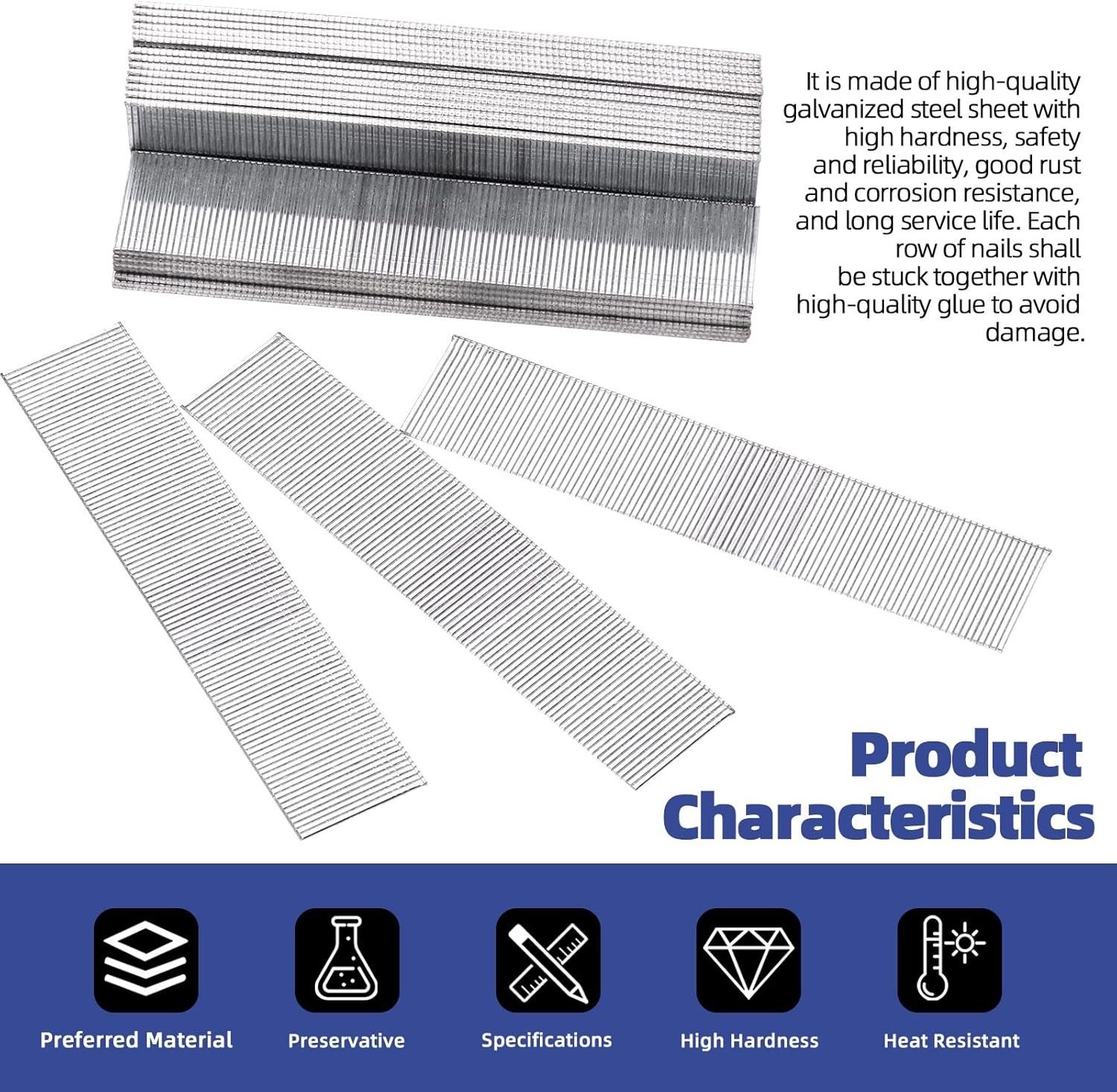 4800Pcs Galvanized Brad Nails – 18 Gauge Straight Finishing Nail Assortment Kit