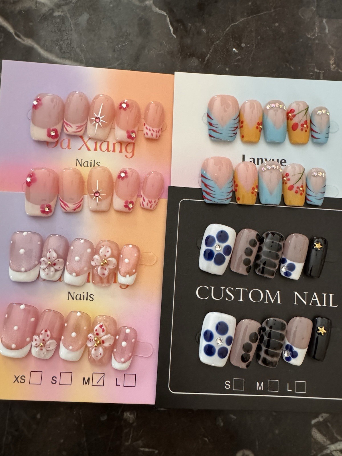 Handmade Press On Nails Square Size Medium Bundle Variety of Styles and Colors