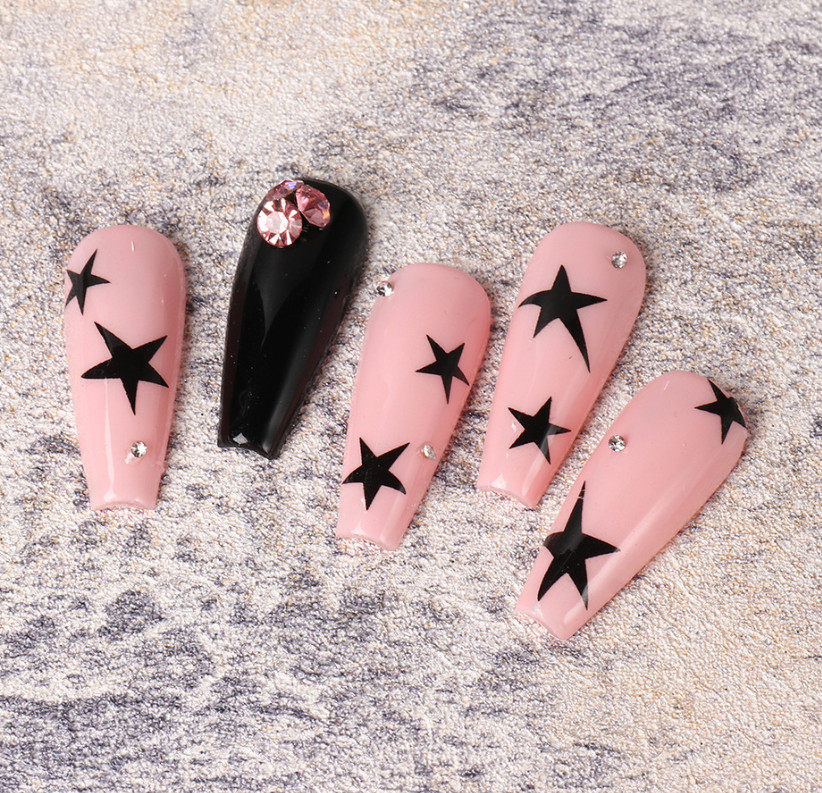 Black Gold Silver Pink Stars 3D Self-Adhesive Nail Art Stickers So165 NH21