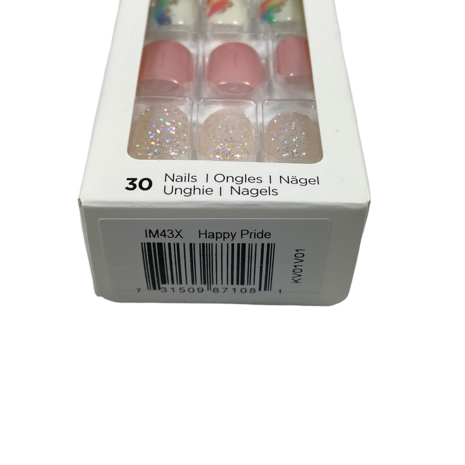 NEW Kiss Nails Impress Press On Manicure Short Gel Pink Rainbow Watercolor Pride