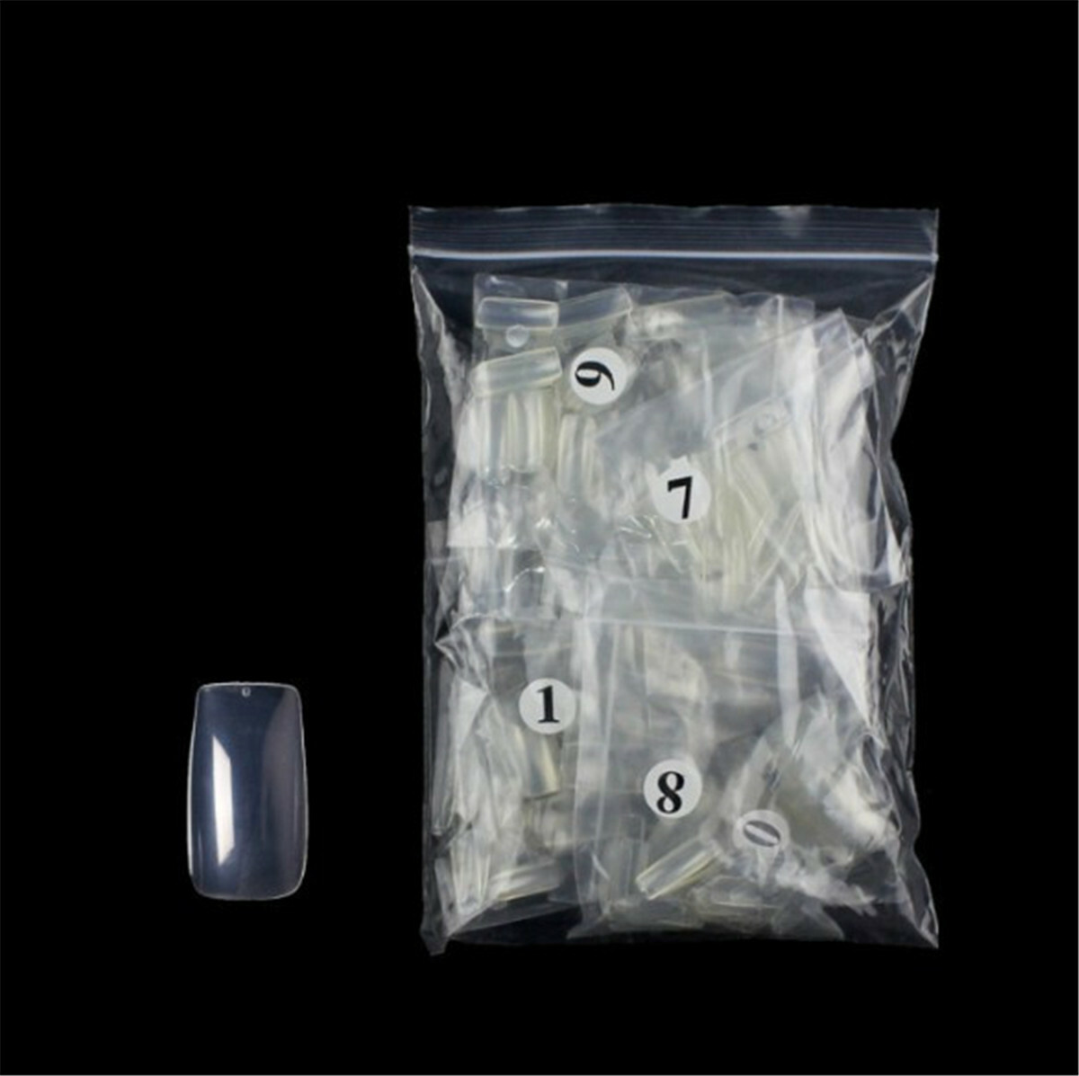 500pcs DIY False Finger Nail Tips Plastic Nails Clear Full Cover Coffin Nail