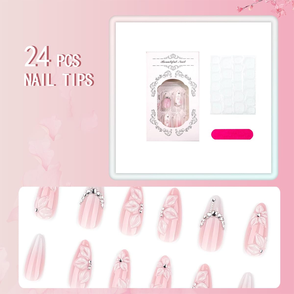 LRKNNO Almond French Tip Press on Nails Style-8