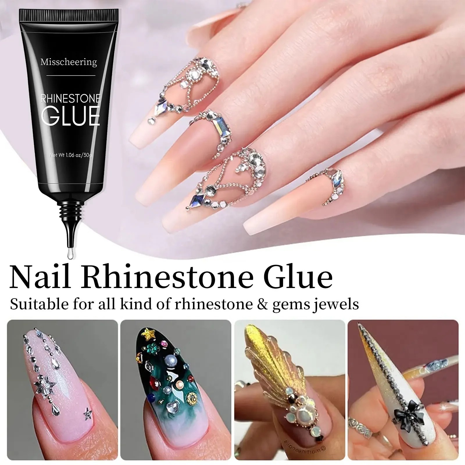 30g Nail Rhinestone Glue Super Strong Gel for 3D Nail Art Gems