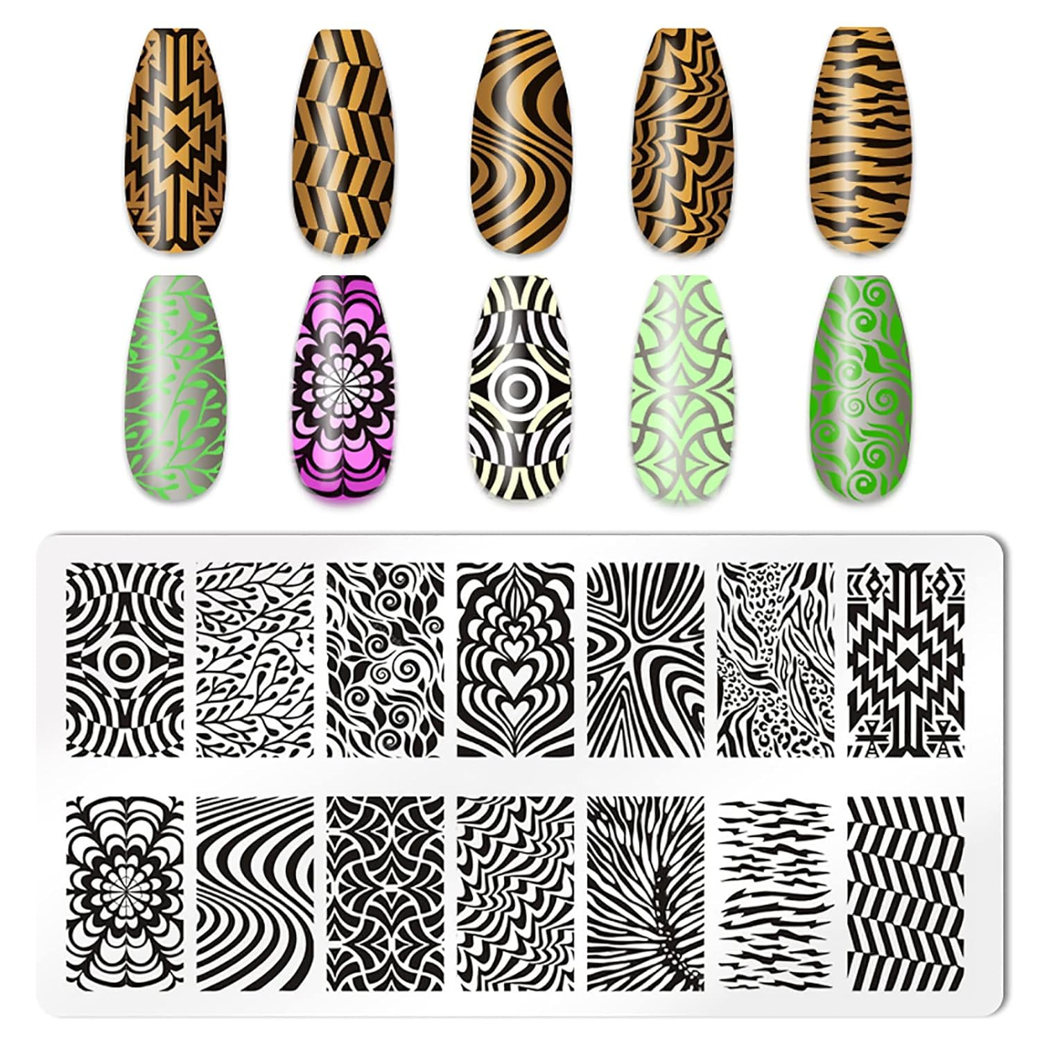 5Pcs Nail Stamping Plates Leopard Print Nail Stamps Nail Art Stamping Plates Nai