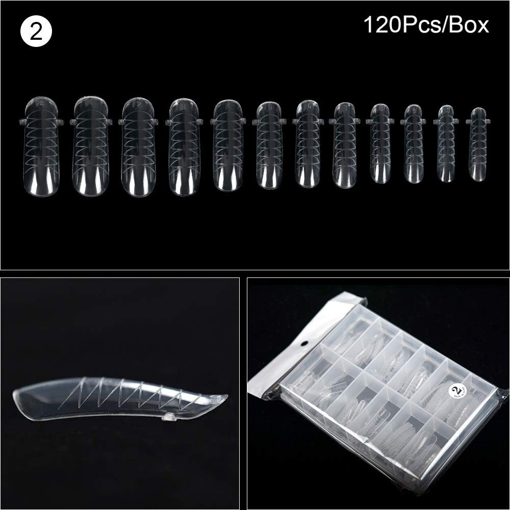 120 Pcs Clear Full Cover Dual Nail System Form UV Gel Acrylic Nail Art Mold
