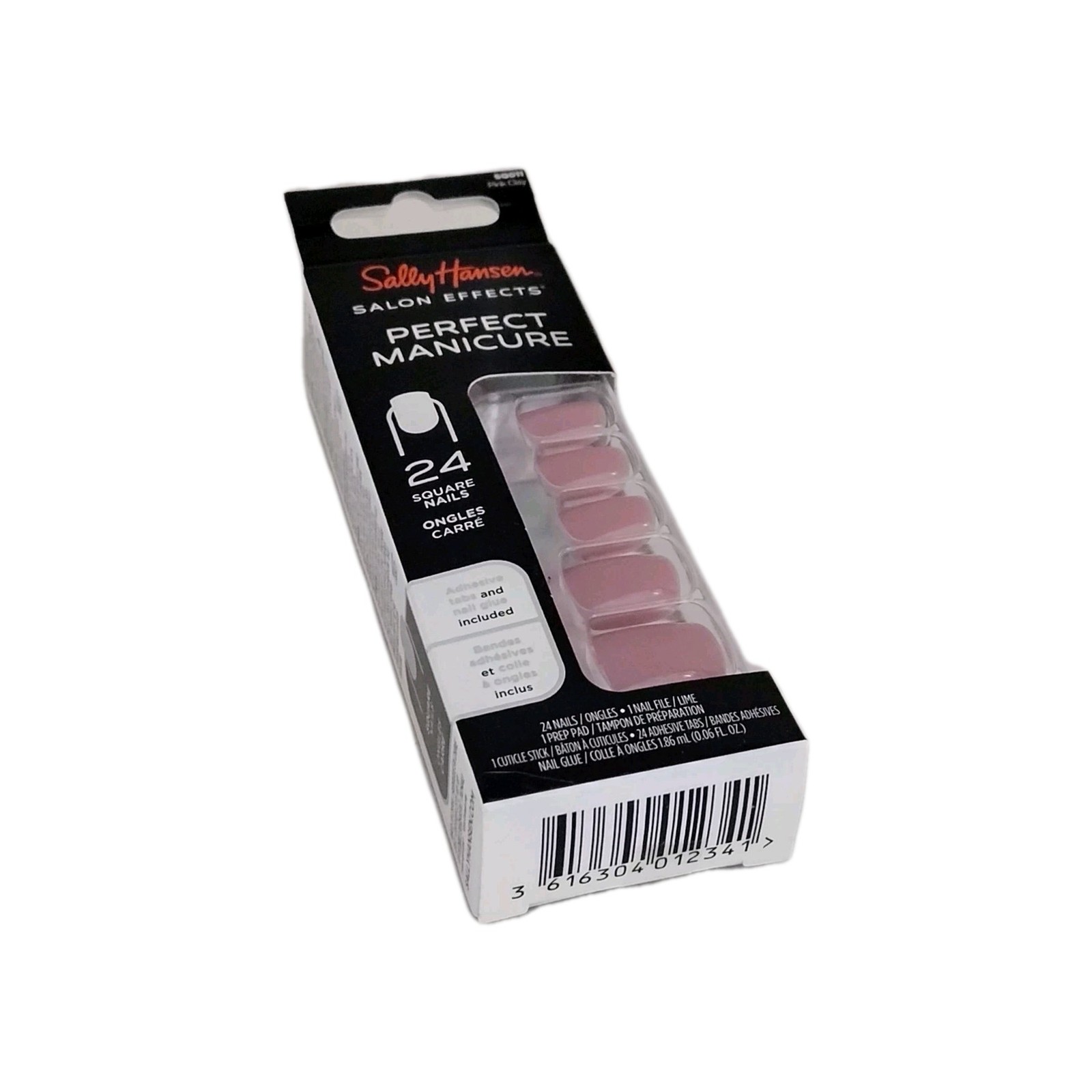 Sally Hansen SALON EFFECTS PERFECT MANICURE 24 SQUARE Press On Nails PINK CLAY