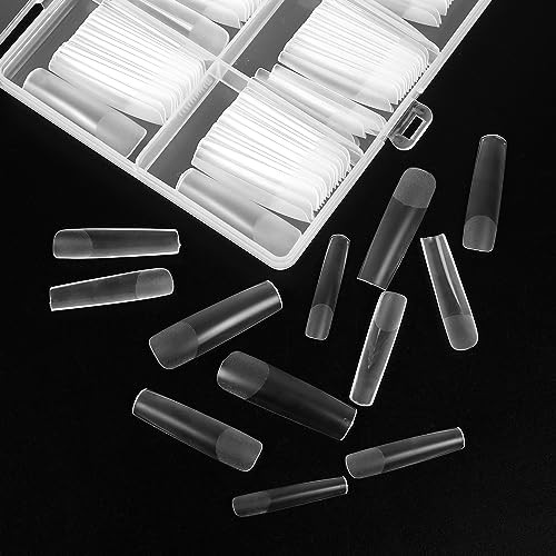 240 Pcs Clear Extra Long No C Curve Nail Tips Square Matte Full Cover Acrylic