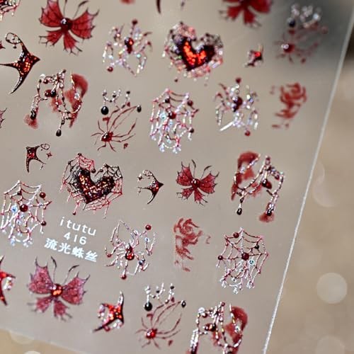 Halloween Nail Stickers for Nail Art 5D Red Halloween Stickers Style 7