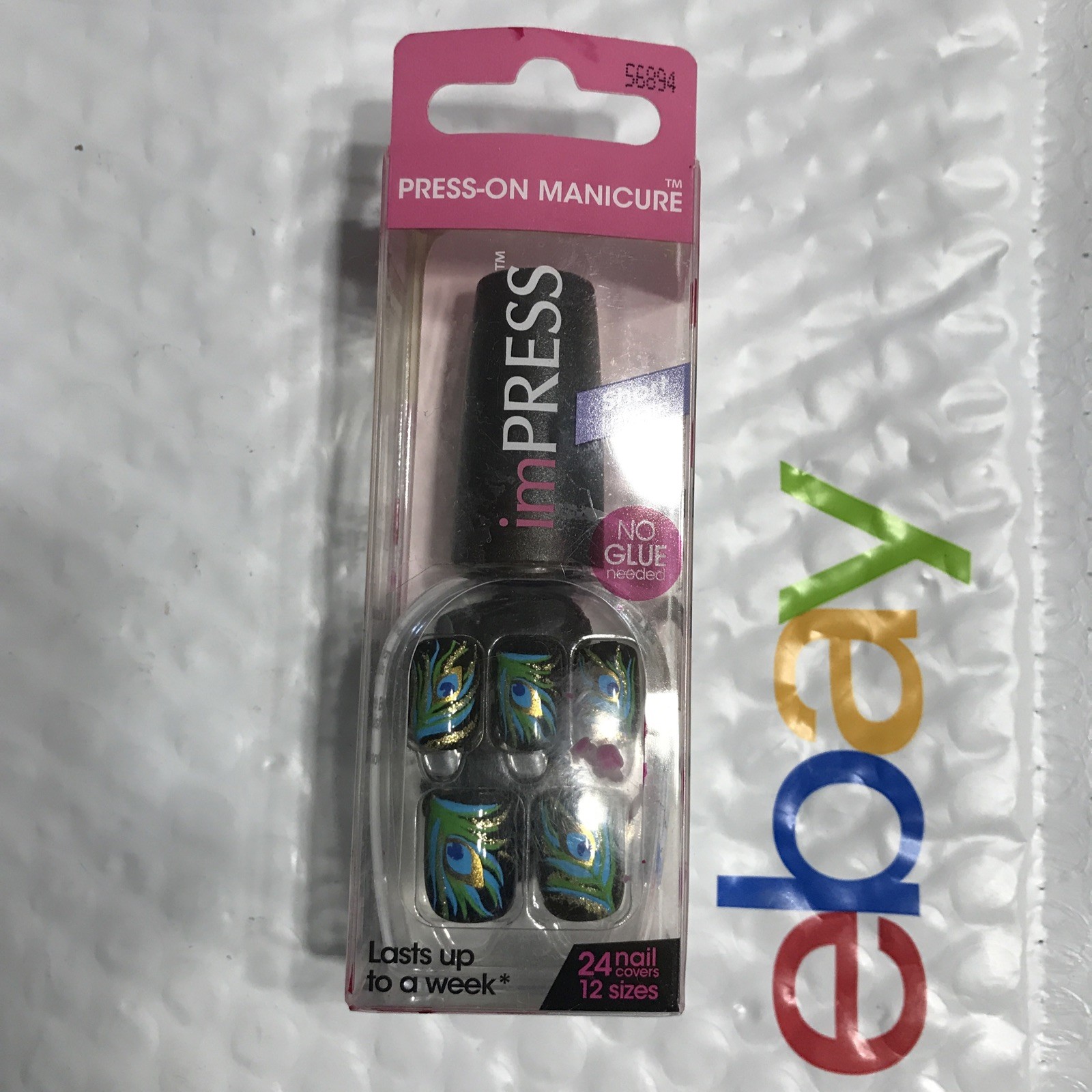 KISS Impress SPACE CADET Press-On 24 Nails 56894 PEACOCK FEATHERS uns NIB