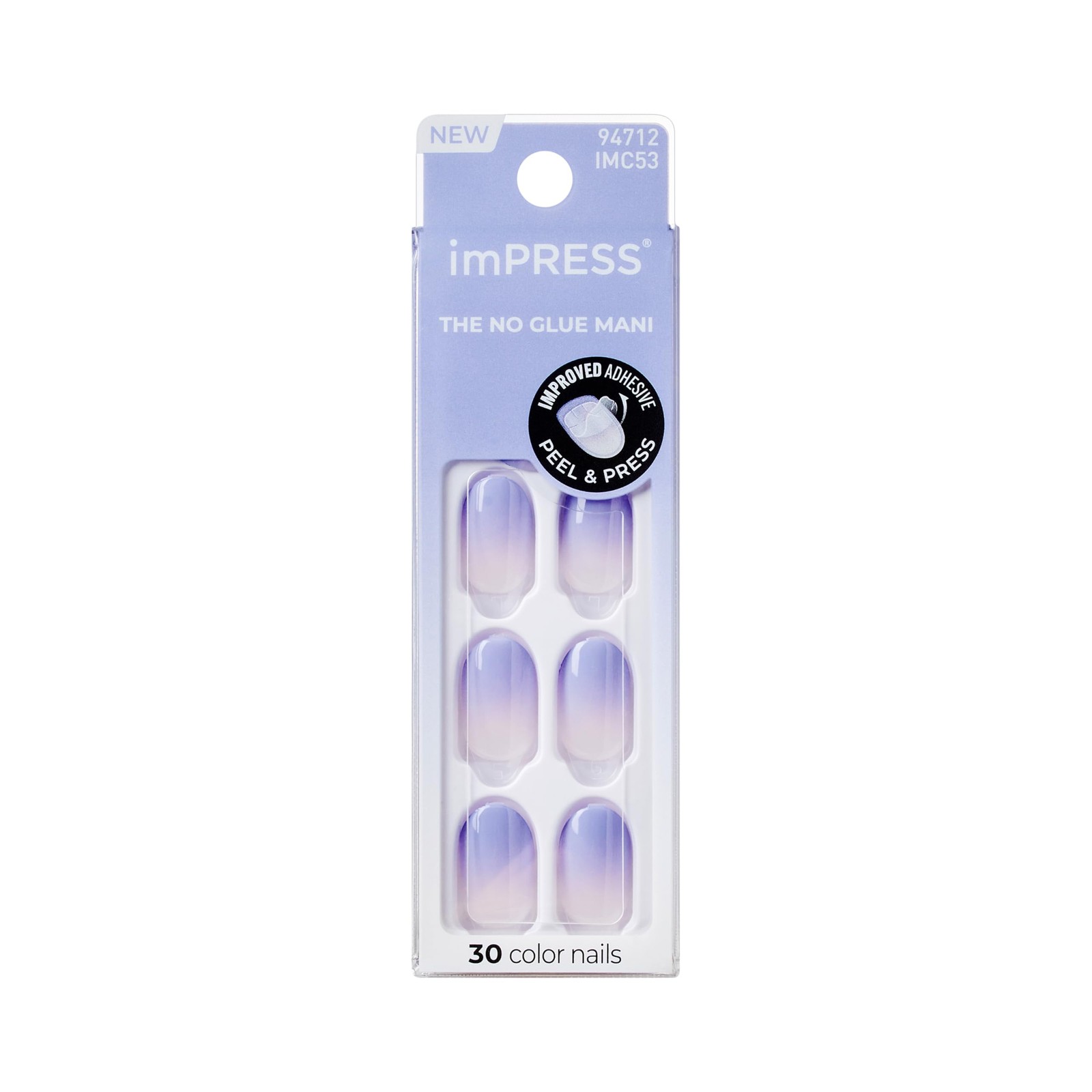 Impress Color Ombre Press On Nails, ‘Friendzone’, Blue, Short Short, Blue
