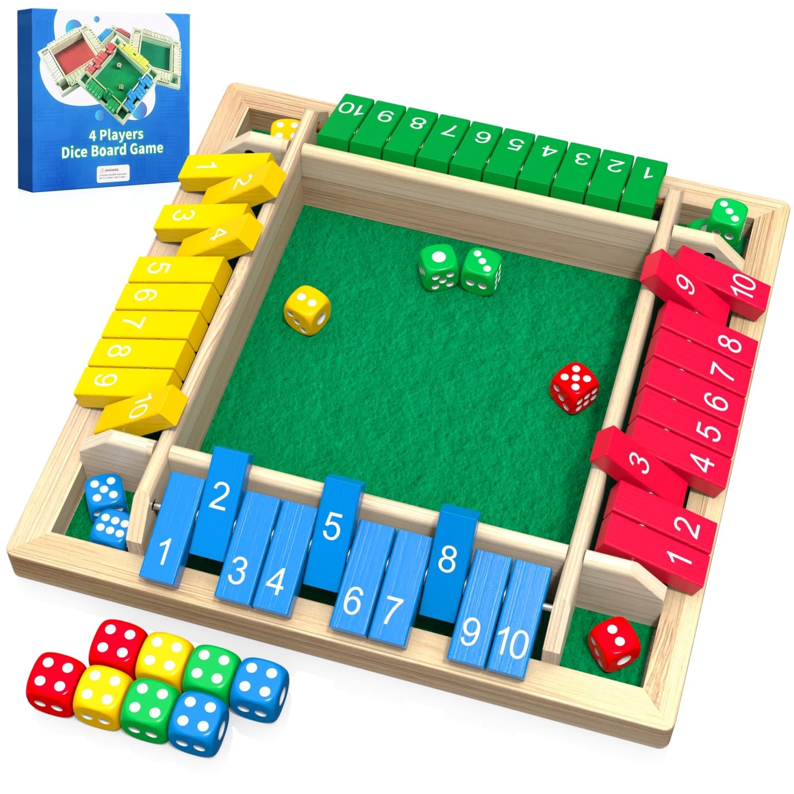 Shut The Box Game, 8 inches (L) x 1.5 (W) x 0.1 (H), Multicolor
