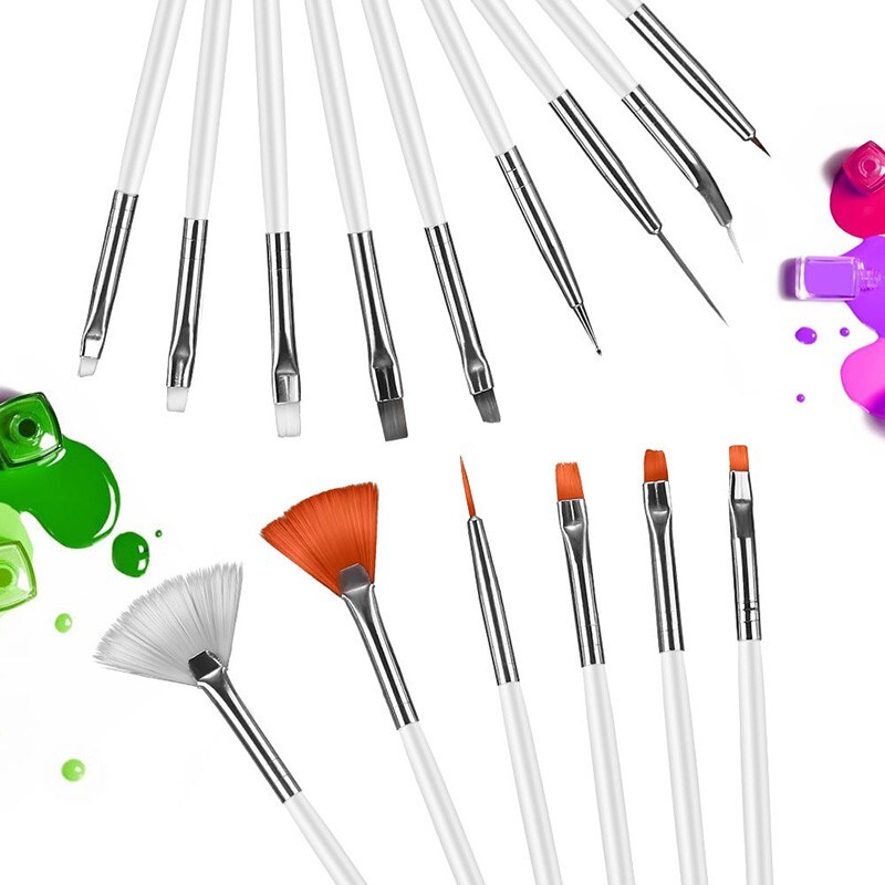 20pcs Nail Art Brush Set Flower Brush with Silicon Dotting Pen Nail Art Tools