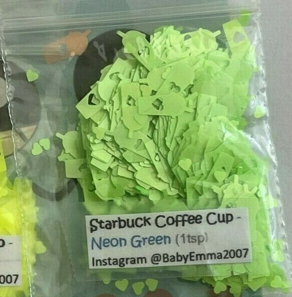 Starbuck Coffee or Milk Tea Shape (Neon Green) 7mm-Nail Art Face Crafts-US-tsp