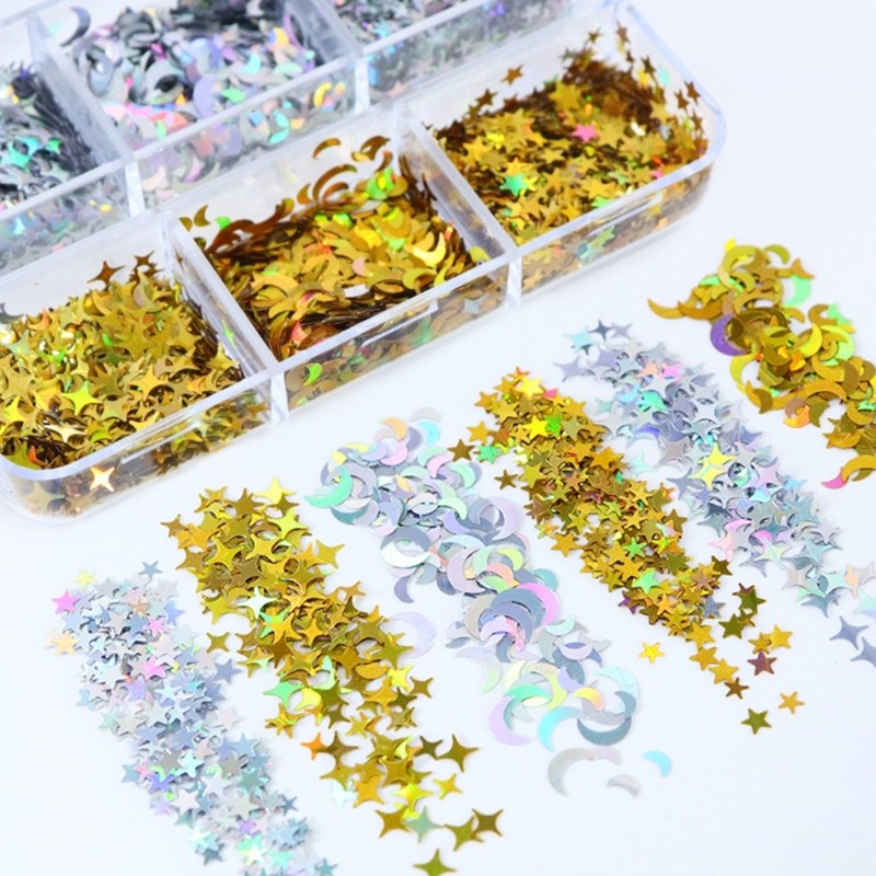 6 Grid Star Moon Sequins Pigment Filler For DIY Nail Art UV Crystal Epoxy Resin
