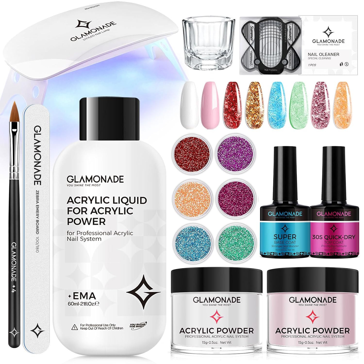 Acrylic Nail Kit for Beginners: Clear Pink Acrylic Powder Set Professional Nails