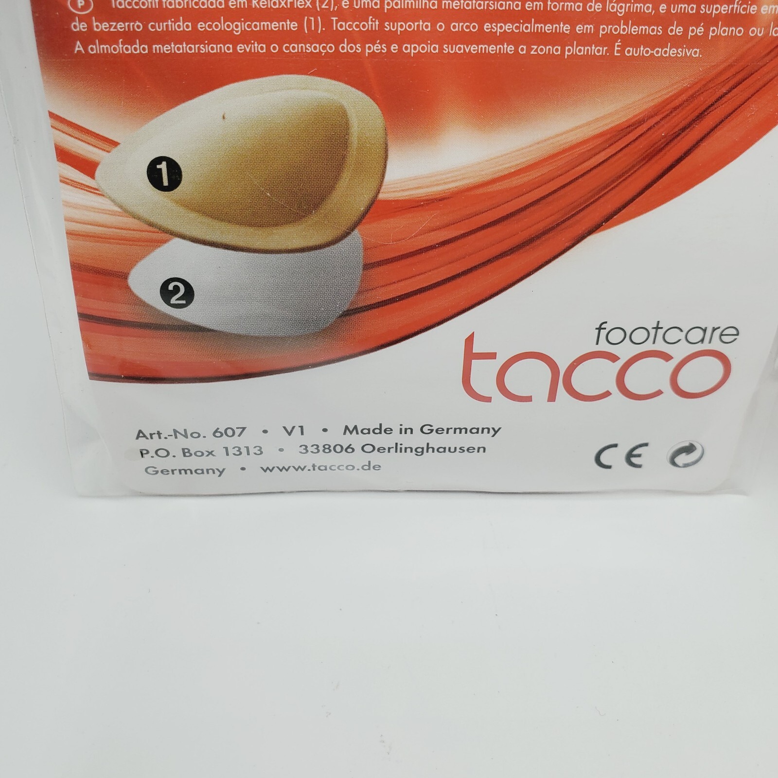 2 Pair Medium M Tacco 607 TaccoFIT Self Adhesive Leather Metatarsal Pad Pads